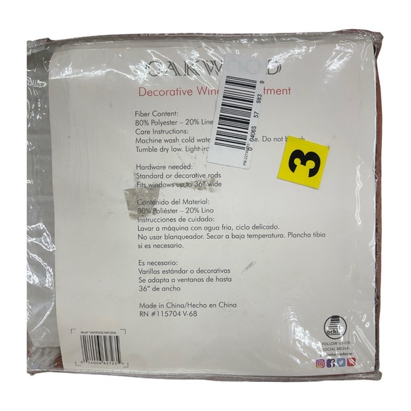 Oakwood 2-pc. Decorative Window Treatment 58” X 24” - Picture 5 of 6